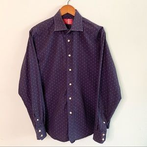 Rufus Purple Embroidered Polka Dot Button Up